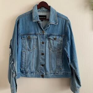Who-What-Where Jean Jacket with riffled sleeve
